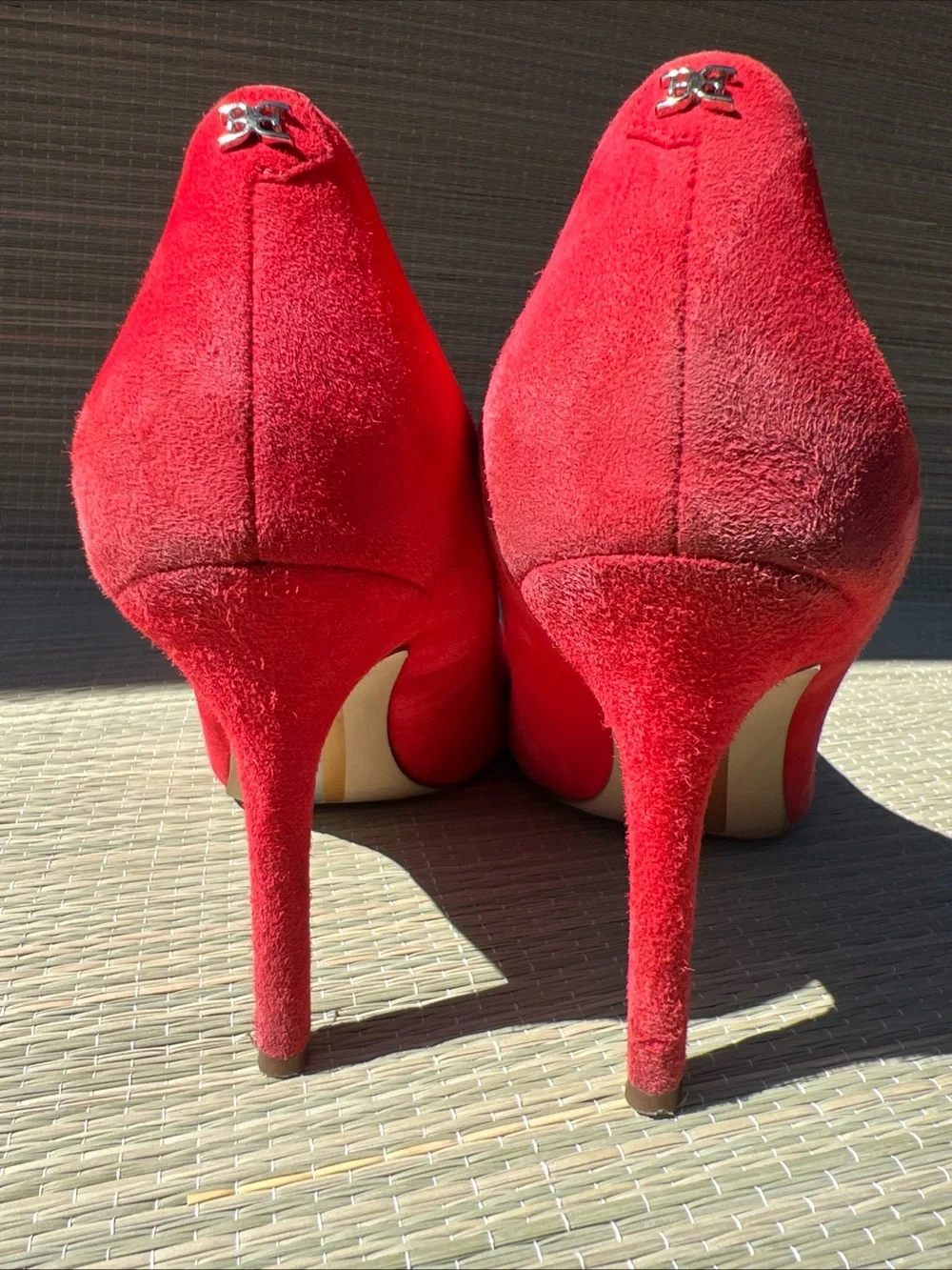 Sam Edelman Red Suede Pointed-Toe Pumps